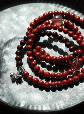 补火高含量95%原矿朱砂手链双圈