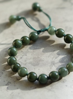 编绳a货翡翠手串缅甸天然绿玉石