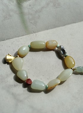 抚琴新疆和田玉籽料手串小石头女