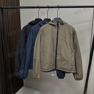 正品 纯色休闲百搭连帽拉链双面穿棉服外套 菲玛掂251922秋冬新款