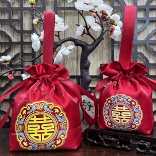 2025新款中式结婚喜糖袋子婚礼手提糖果布袋结婚喜糖伴手礼回礼袋