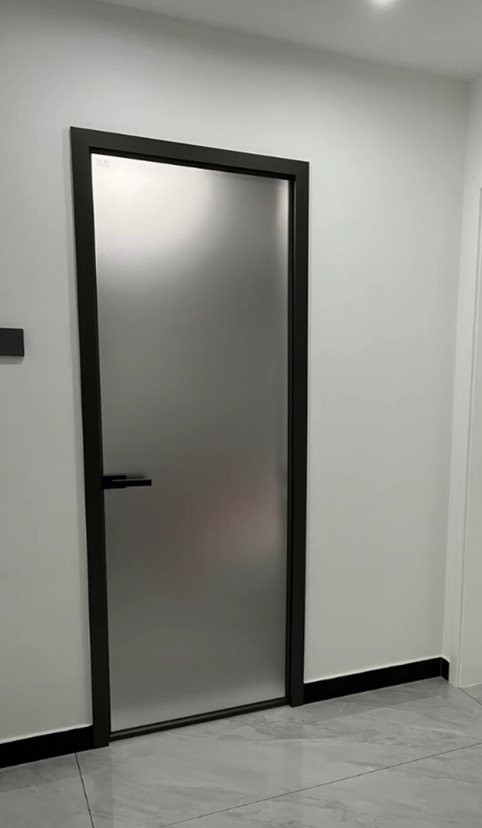 16极简中厚卫生间门厕所浴室极简钛镁合金极窄洗手间灰油砂玻璃门