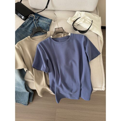 260G高克重磨毛圆领短袖T恤女