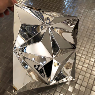 大块3D立体金属不锈钢马赛克瓷砖背景墙墙贴装饰酒吧金色银色镜面