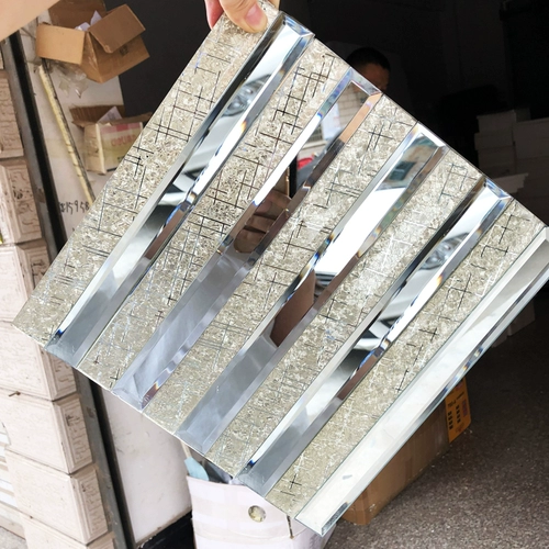 长条磨边马赛克镜面自粘水晶玻璃镜条墙贴背景墙瓷砖KTV吧台柱子