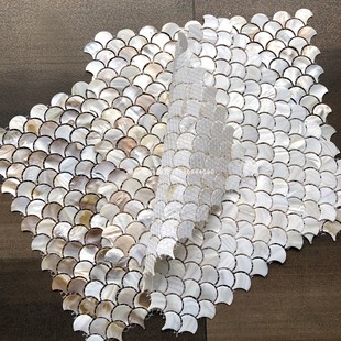 鱼鳞马赛克砖扇形天然贝壳马赛克瓷砖墙贴厨房客厅电视背景墙装饰