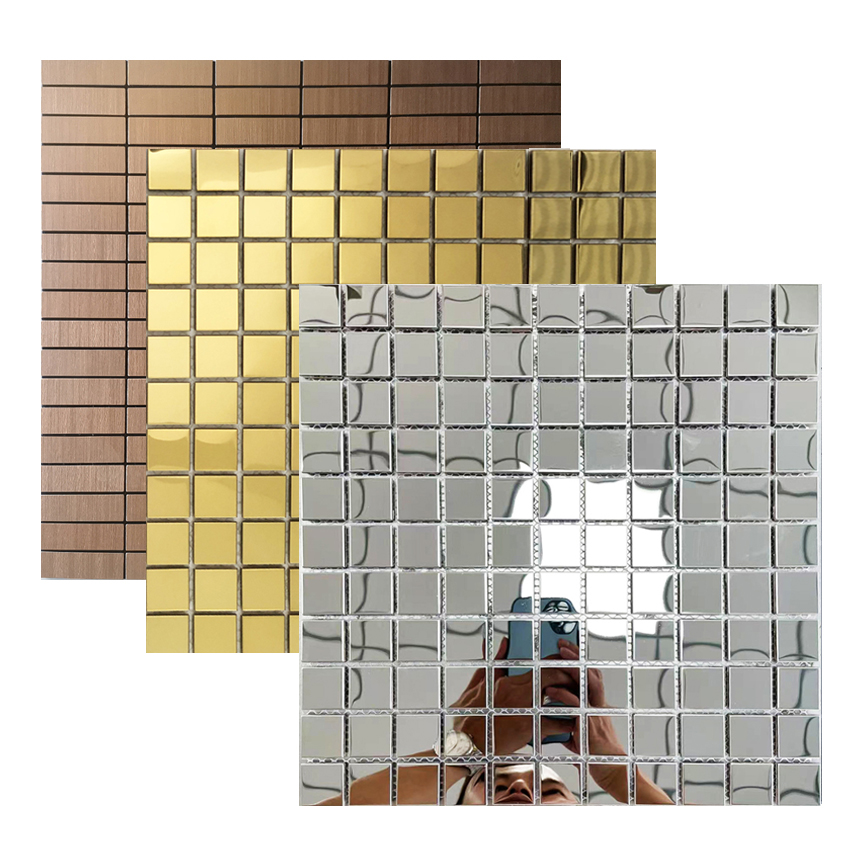304材质不锈钢镜面金属马赛克铝塑板墙贴背景墙瓷砖柱子阳台墙砖