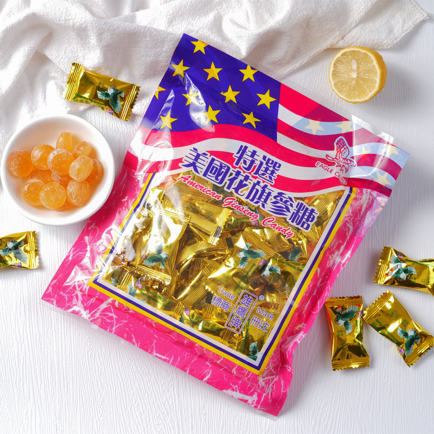 香港品牌雄鹰牌特选美国花旗参味糖Hero Eagle滋润喉咙人参味糖果