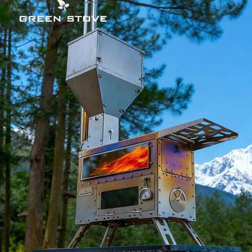 绿炉Greenstove Hori5 Ti钛制横炉户外颗粒柴火炉帐篷内炉取暖炉