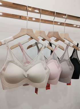 古妃90505新款果冻条美背内衣女欧根纱拼接性感聚拢收副乳文胸