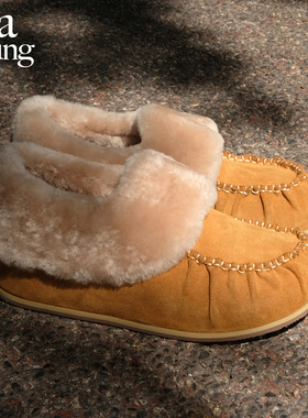 utayeung 小橘子单鞋 原创真毛羊毛真皮手工设计师雪地鞋