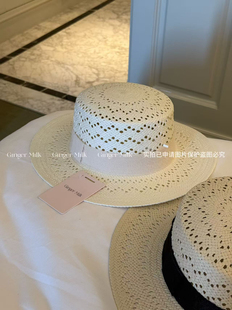 GingerM五分草草帽fever镂空平顶女夏度假遮阳帽优雅精致气质法式