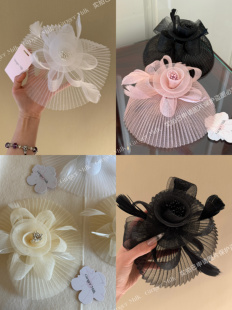 GingerM d家定制网纱仙女羽毛花朵发夹赛马舞会party走秀发饰