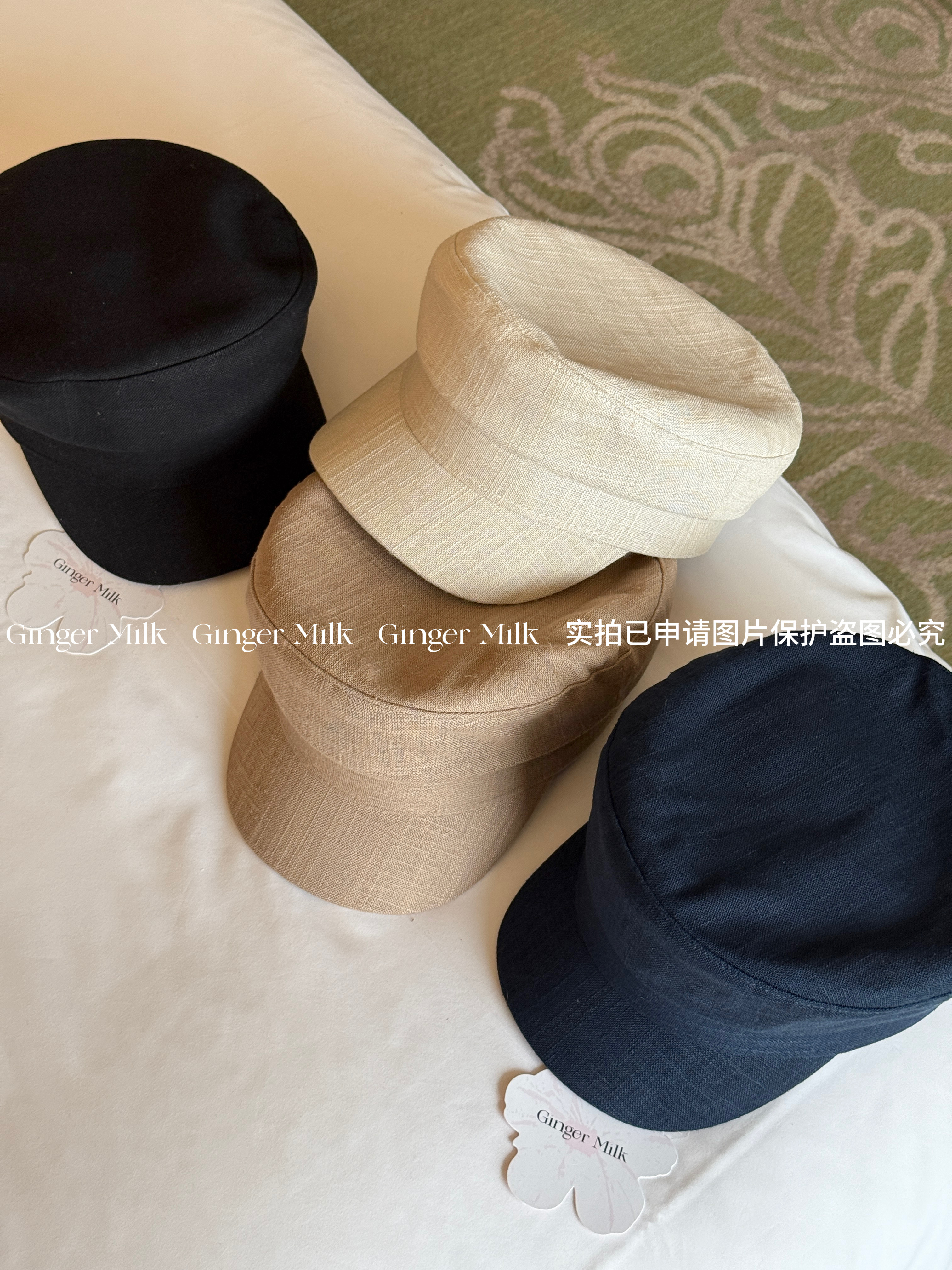 Ginger Milk早春新品 四色亚麻平顶报童帽时尚简约百搭博主同款图片