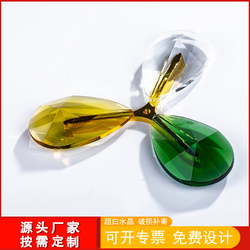 超白异形水晶玻璃彩色三叶草隔断背景墙 定制弧形砖 水晶墙屏风