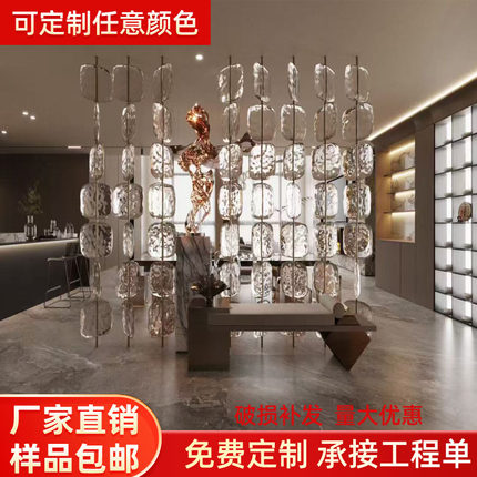 超白水晶块有孔玻璃砖圆角方形挂片隔断墙透明肌理纹屏风镂空薄砖