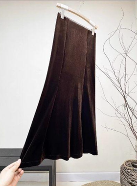 【小李不讲李呀】新中式丝绒鱼尾半身裙BQ2732-裙长88起