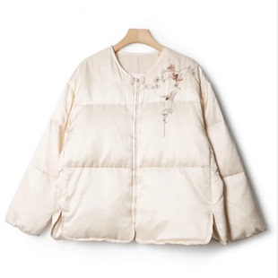 【小李不讲李呀】手绣丝棉中式圆领羽绒短外套WT3303-衣长64起