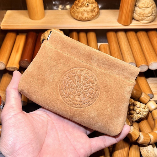 牛皮文玩袋麂皮核桃收纳袋手包菩提手串袋子太空舱弹片便携核桃包