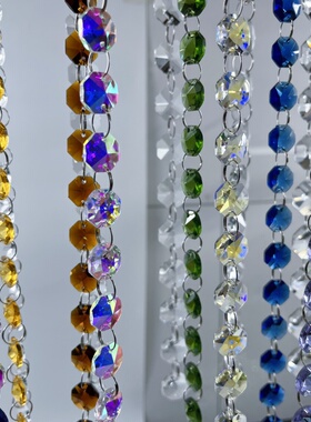 水晶八角珠散珠灯具配件14毫米机磨透明彩色DIY门帘珠帘婚庆定制