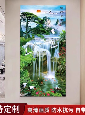 玄关贴画装饰画自粘山水风景画墙贴进门入户3d立体背景墙壁纸挂画