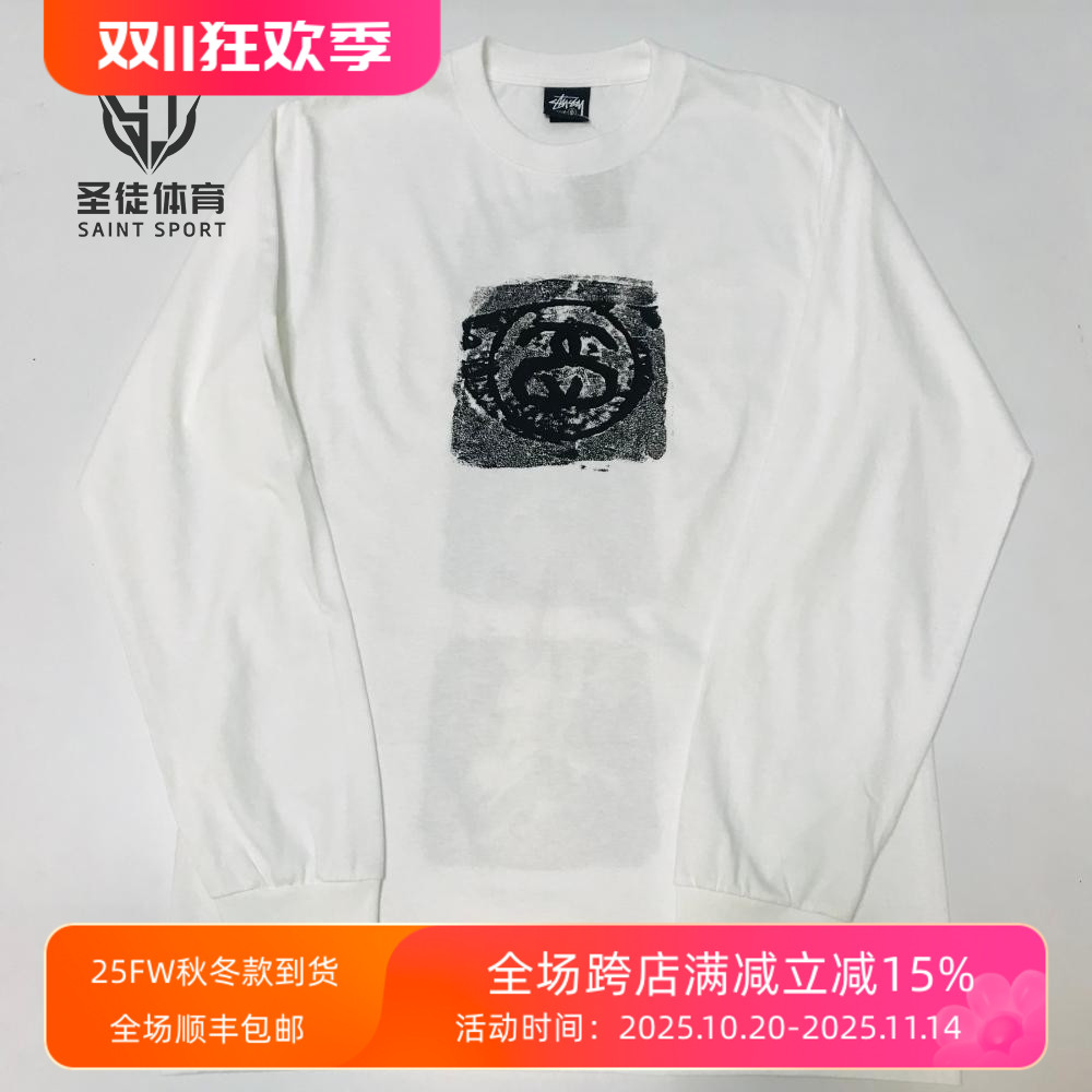 现货正品 Stussy 24FW Mono L/S Tee 反战 涂鸦 长袖T恤