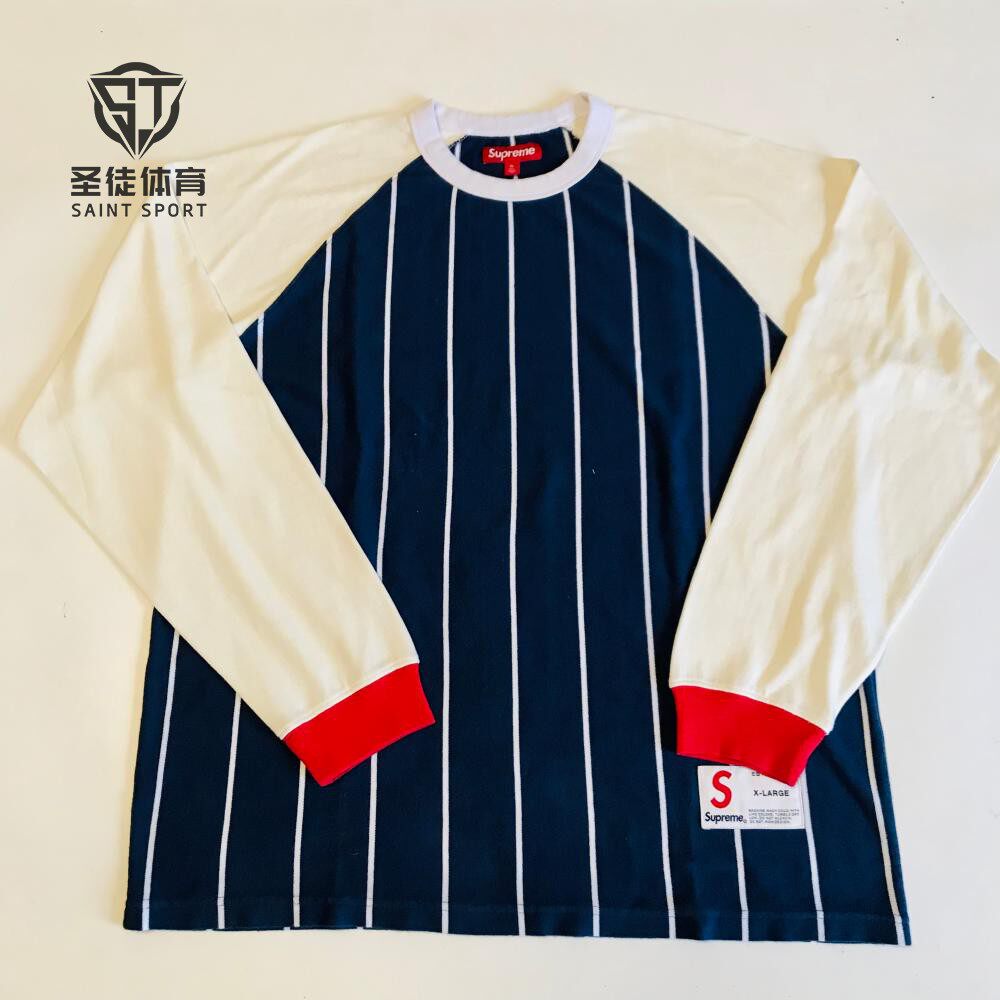 8号拼色条纹长袖T恤Supreme