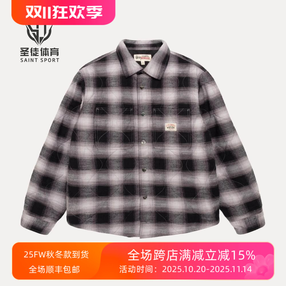 StussyQuilted方格薄棉服