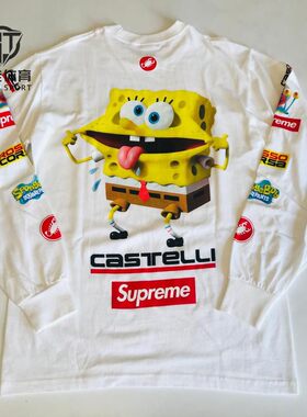 现货正品 Supreme 25SS Spongebob 海绵宝宝三方联名 L/S Tee长袖