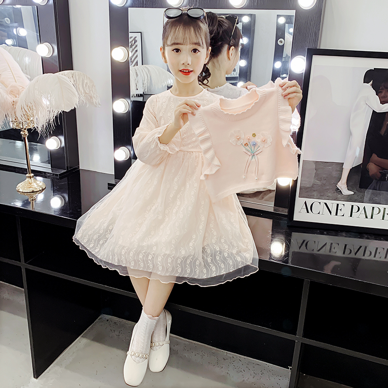 3儿童装4女童长袖连衣裙5春秋装洋气6女孩7毛衣马甲裙8两件套10岁