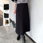 大洪洪 缪斯女神 早春高腰A字百搭显瘦半身裙女后开叉直筒裙