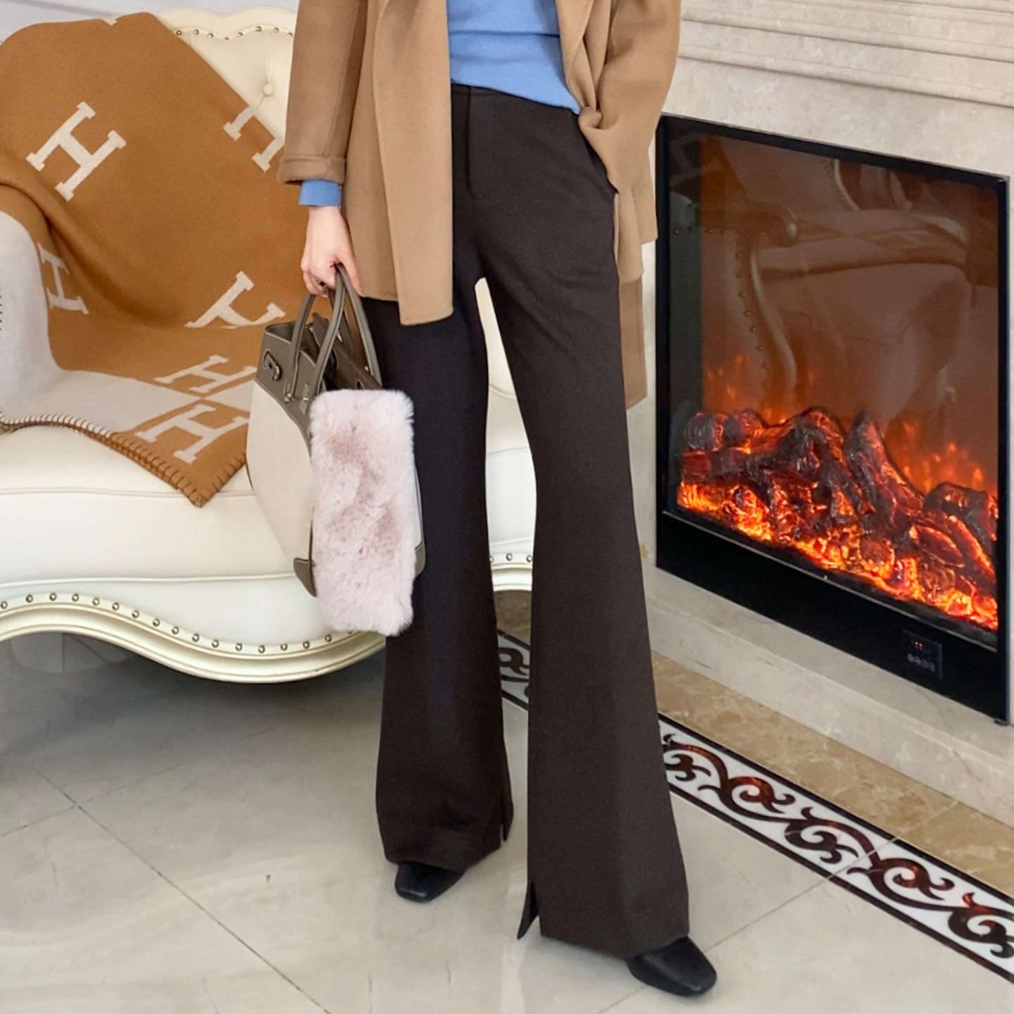 大洪洪【腿精裤】冬季款垂感保暖休闲裤女遮肉显瘦抗皱微喇直筒裤,女装/女士精品,休闲裤,淘宝优惠券,粉丝福利购,淘宝优惠卷