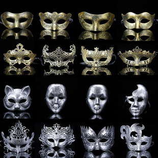 舞会儿童面具仿古罗马斗士皇冠面具复古半脸个性绅士男女面具批发