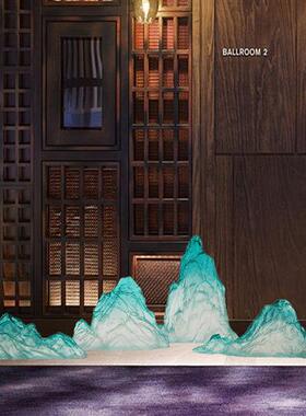 现代创意透明树脂假山雕塑摆件酒店售楼处样板间别墅软装饰工艺品