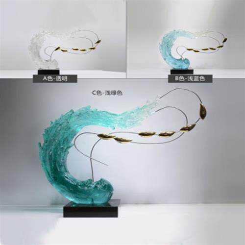 简约现代透明树脂雕塑轻奢摆件酒店客厅玄关家居工艺品别墅装饰品