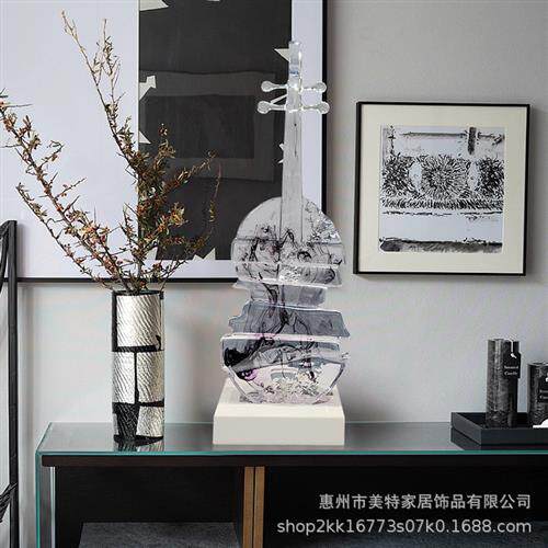 别墅家居透明树脂音符摆件乐器模型酒吧音乐台桌面雕塑艺术装饰品