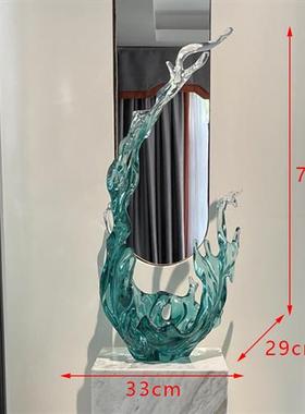 现代轻奢透明树脂浪花摆件大型落地雕塑酒店客厅玄关样板房艺术品