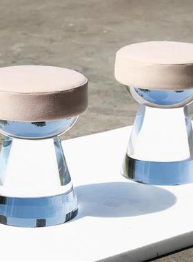 茶室铂晶透明茶墩水晶木墩坐墩坐凳边几软装工艺品家居家具定制