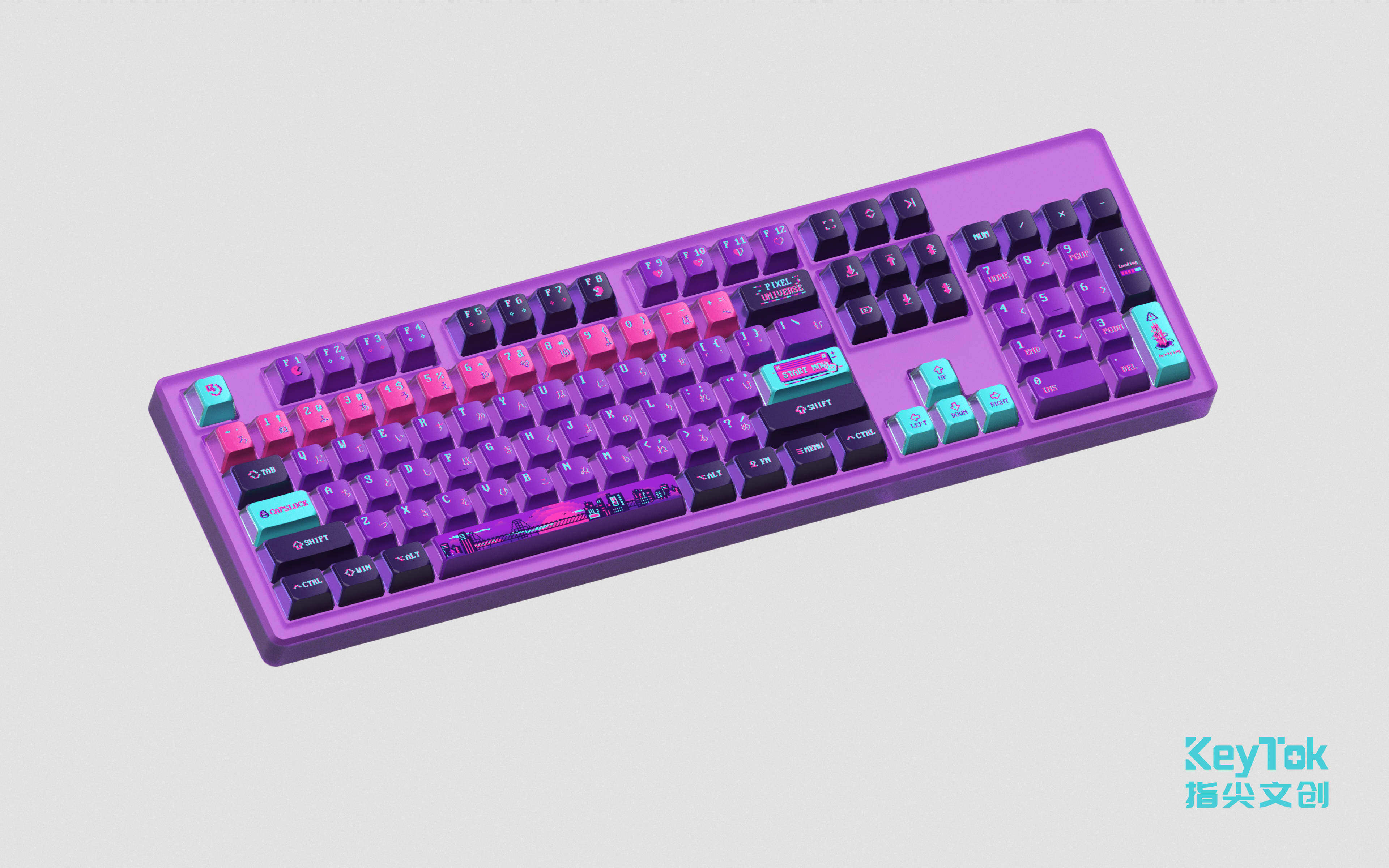 FINGERTIP CREATIVE PIXEL UNIVERSE 5면 승화 OEM 높이 볼 캡 PBT 측면 반투명 2색 주입 키캡