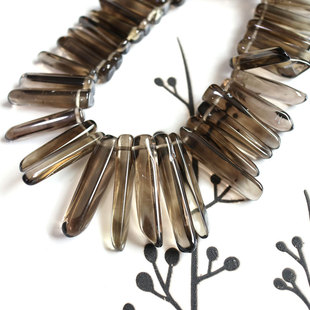 茶晶圆头长牙随形不规则小众散珠子DIY手工串珠自己做首饰个性