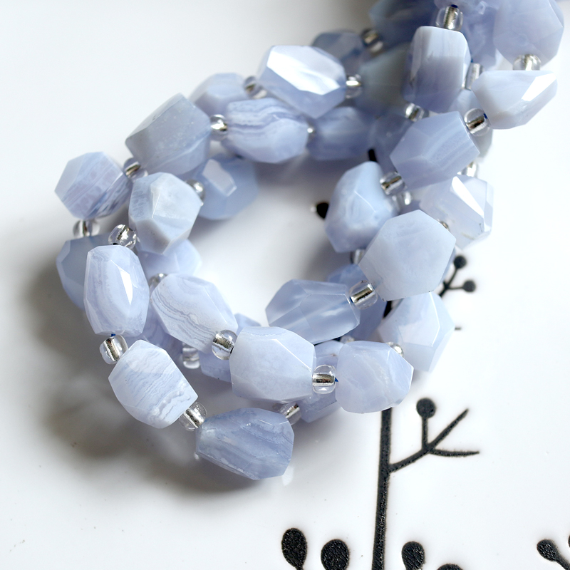 紫玛瑙蕾丝蓝玛瑙硬切角散珠子随形大颗DIY手工串珠粗犷品味小众