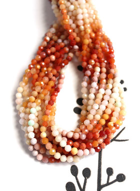 缅黄玉缅甸玉黄玉桔色橙色切角天然渐变色小米珠3mmDIY手工串珠