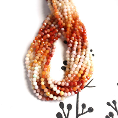 缅黄玉缅甸玉黄玉桔色橙色切角天然渐变色小米珠3mmDIY手工串珠