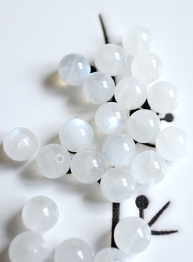 天然蓝月光石白月光月亮石6mm8mm光面圆珠散珠带蓝光DIY手工串珠