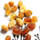 天然琥珀蜜蜡花珀未打磨原矿原石原皮随形颗粒长条管DIY手工串珠