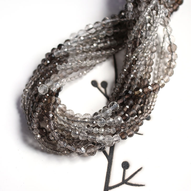 天然茶晶渐变色切角小米珠