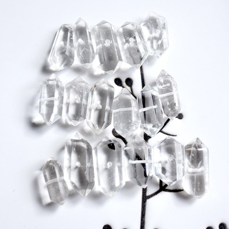 金牌！配珠！天然白水晶双尖六棱柱中孔散珠子DIY手工串珠配珠,饰品/流行首饰/时尚饰品新,DIY配件,淘宝优惠券,粉丝福利购,淘宝优惠卷