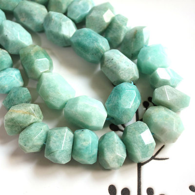 秘鲁天河石横孔竖孔不规则切角大颗散珠子手链DIY手工串珠