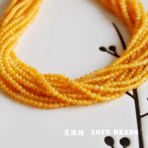 天然老黄玉2mm3mm4mm小米珠diy手链项链流苏穗子手工串珠超小散珠