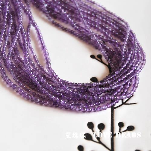 天然乌拉圭紫水晶2mm3mm4mm小米珠DIY手工串珠流苏穗子手链